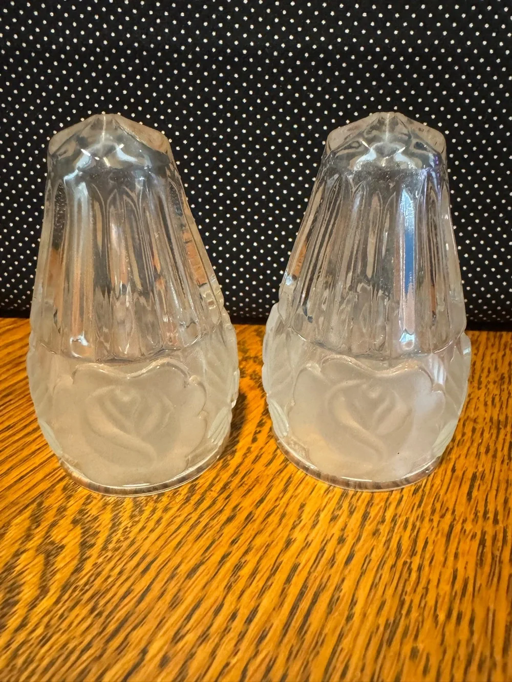 Godinger Vintage Lead Crystal Rose Salt and Pepper Shakers